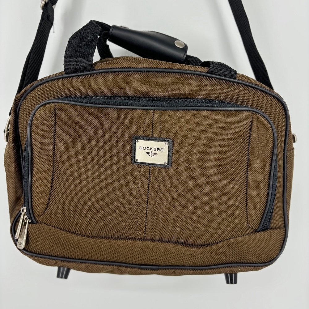 Dockers Small Size Carry On Travel Bag Brown Removable Shoulder Strap Zip Pocket